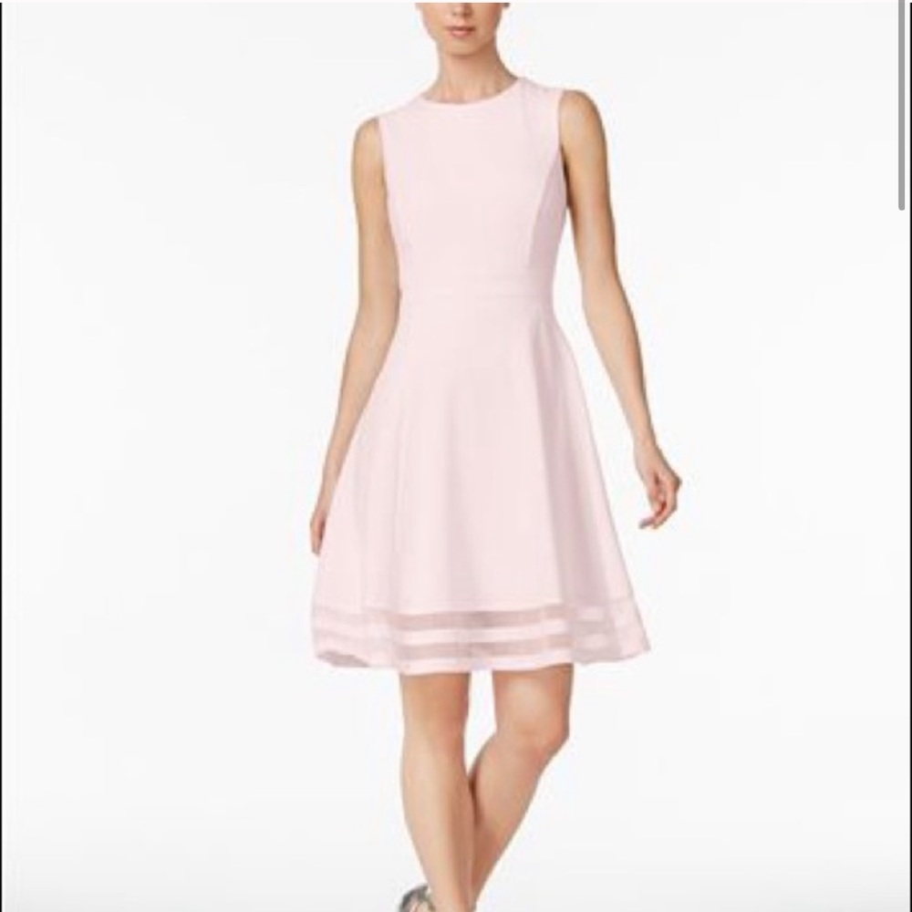 Calvin Klein Illusion-Trim Fit & Flare Dre…